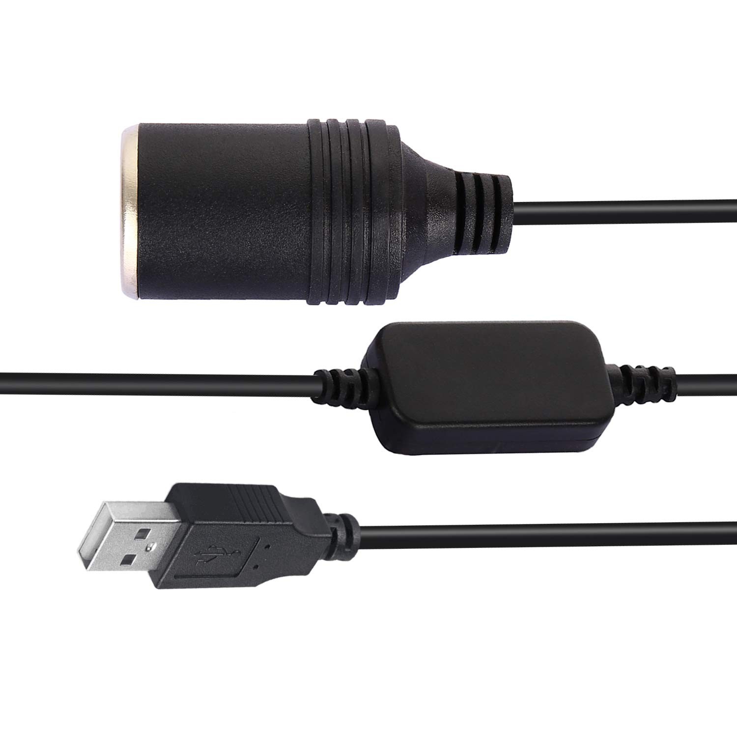 USB A to 12V Car Cigarette Lighter Adapter for GPS Power Bank Device