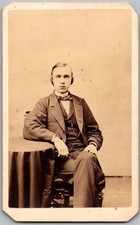 Antique CDV Circa 1860s Black Young Handsome Man In Suit Boston