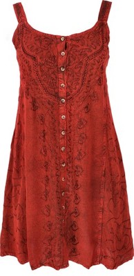 Besticktes indisches Minikleid Boho chic, Hippie Tunika - rot/Design 10