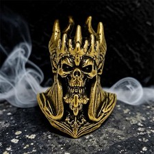 Skull King Lanyard Bead Retro Brass EDC Paracord Knife Charm Pendant