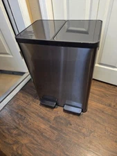 SIMPLI-Magic 16 Gallon (30L x 30L) Dual Compartment Step Trash Can – Kitchen...