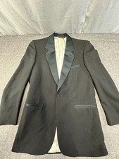 Vintage Pierre Cardin Black Wool Tuxedo Jacket 39 Long UNION Made In USA