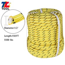 6180Lbs 1/2" 150' Yellow Double Braid Polyester Rope Bull Rope Breaking Strength