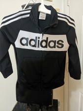 Adidas Black Full Zip Athletic Track Jacket Boys Size 5
