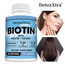Suplemento de biotina 20000 mcg queratina coco zinc crecimiento uñas cabello piel 30/60/120