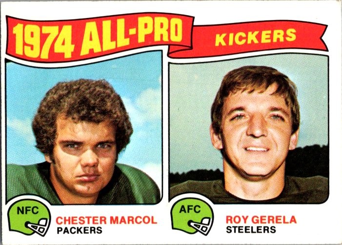 1974 All-Pro Kickers (Chester Marcol / Roy Gerela) 1975 Topps #212