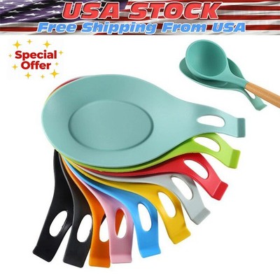 1 pack Silicone Kitchen Spoon Rest Insulated Mat Heat Resistant Spoon Pad Green