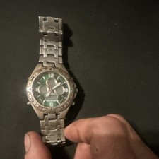 Orologio Uomo Fossil Blu Quarzo Cronografo Quadrante Verde 42mm SS Bracciale 100m