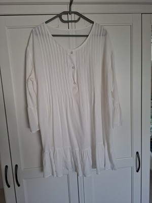 Damenstrandkleid One Size Weiß, Rayon,knielang Vorne Zum Knöpfen