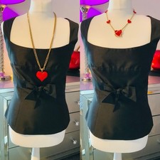 Petrovich & Robinson Vintage 50s Style Black Silk Cocktail Evening Top Sz 10 12