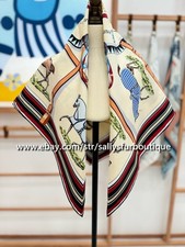 Sallys Heavy 18 Momme Twill Silk Wrap Scarf Horses Print Double Face Shawl 35"