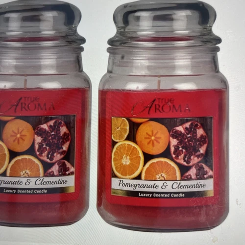 2 True Aroma Pomegranate & Clementine Large Mason Jar Candle 80 Hours Burn Time