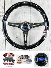 1965-1969 Ford Wood Steering Wheel 14 Black Widow Premium