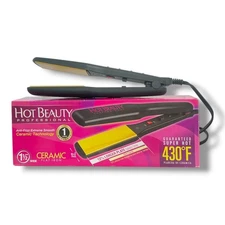 Hot Beauty Professional Ceramic Flat Iron-1  1/2 wide, Anti Frizz Smooth,430F