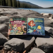 Walt Disney Read Along Books & Cassette The Little Mermaid & Alice in Wonderland