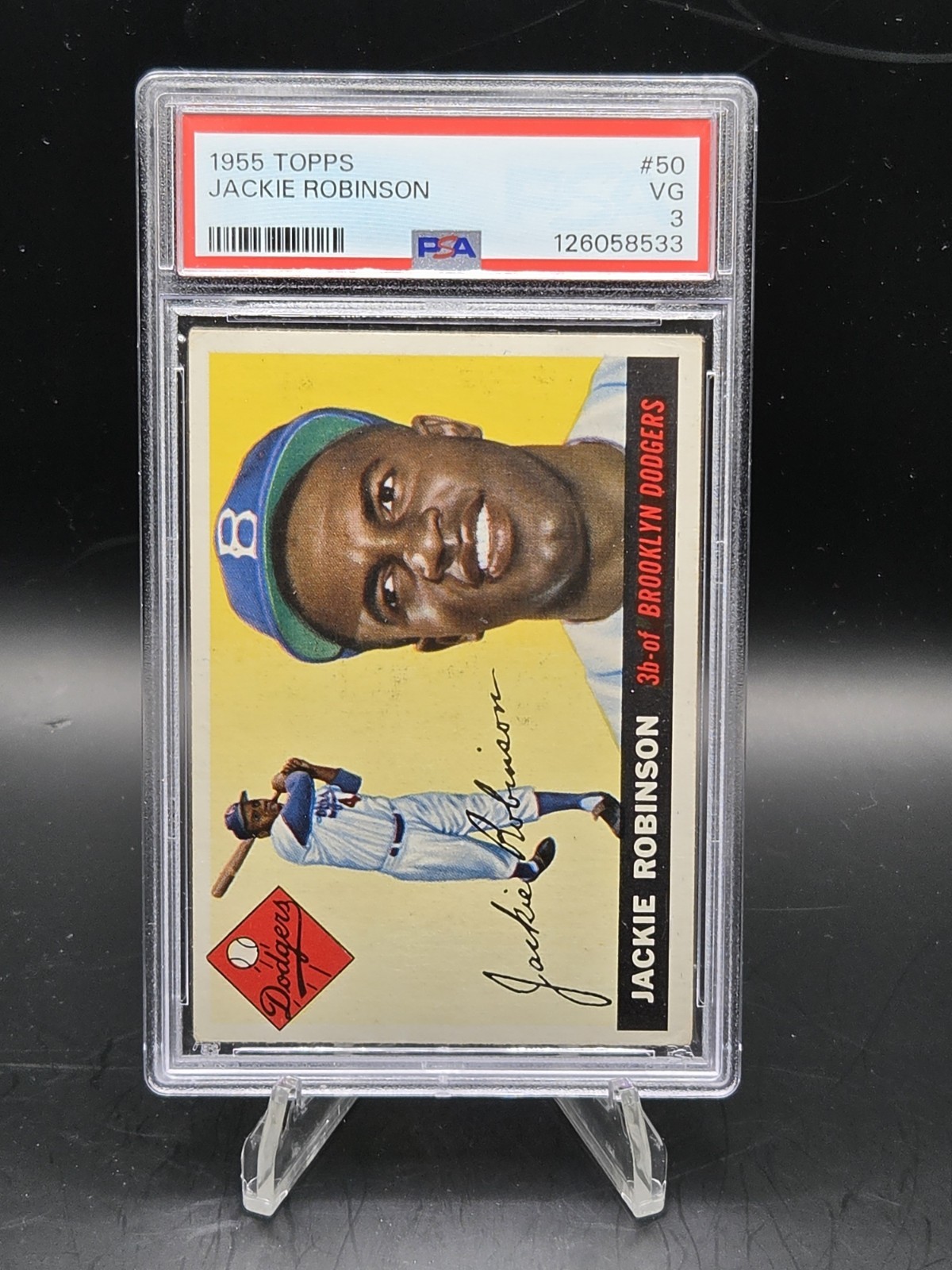 1955 TOPPS #50 JACKIE ROBINSON PSA 3 GORGEOUS COLOR BRIGHT YELLOW POPS view 12