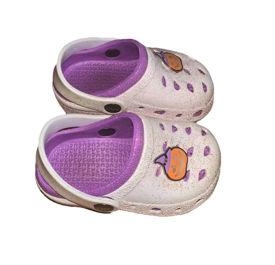 Sandálias Capelli NY Meninas Criança Estilo Crocs Roxo Branco Tamanho 5 - Imagem 3 de 4