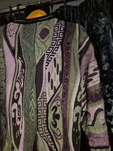 Bergatti XL Coogi Style Sweatshirt Purple Vintage Heavy Knit Hip Hop Style Y2k - Picture 22 of 24