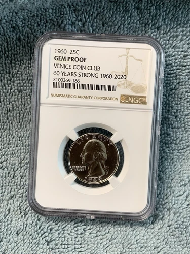 1960 Washington Quarter Gem Proof Venice Coin Club Sample NGC 60 Years 2020