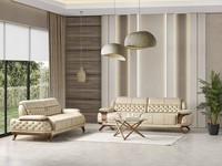 Moderne Beige Wohnzimmer Textil Couchgarnitur Designer Polstersofas