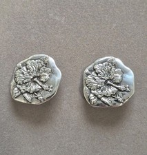 Clifton Nicholson Modernist sterling silver large flower clip earrings 24.9gram