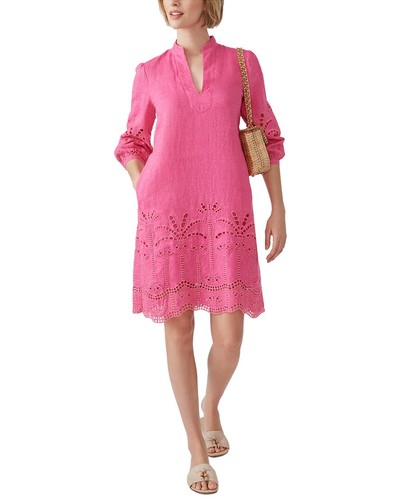 J.Mclaughlin Linen-Blend Newbury Dress Women's Pink S