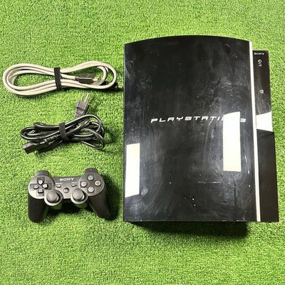 Sony PlayStation 3 PS3 80GB CECHK01 Black Console Bundle Fat model Tested Works