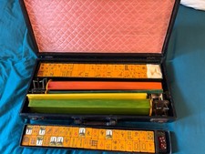 Antique 1950's Mah Jongg Set 152 Tiles, 4 Trays, Case Excellent Cond. Bakelite