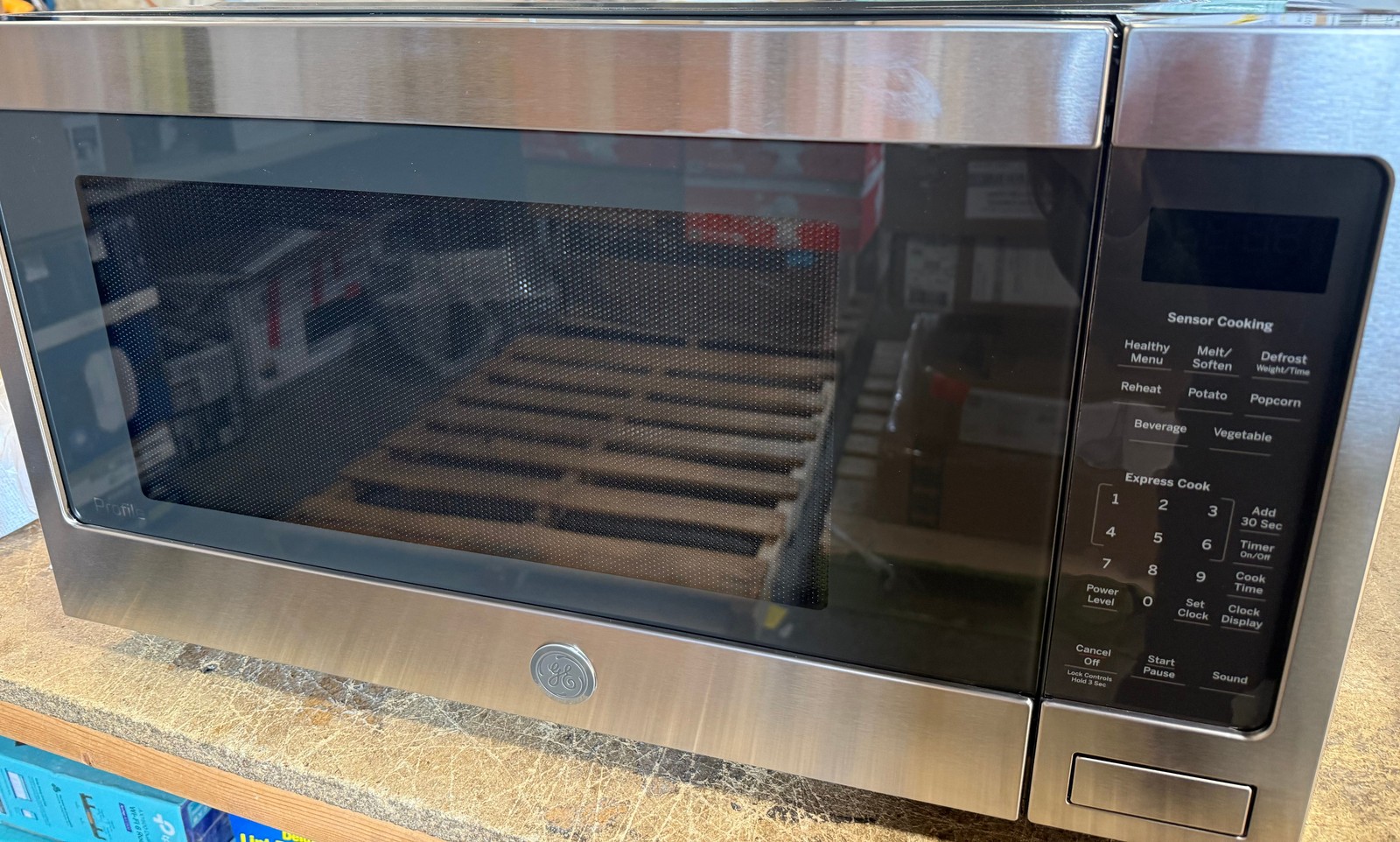 GE Profile 2.2Cu.Ft Countertop Microwave Stainless Steel Sensor Cooking New READ