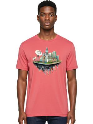 Floating-City Mens Graphic Tee, 100% Cotton, Casual Summer Wear
