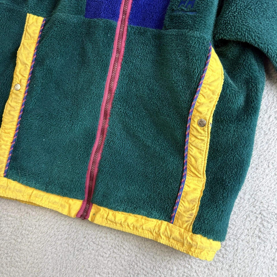 Vintage Helly Hansen Fleece Jacket Mens Large Green Blue Colorblock Pile 90s - Image 4 of 4