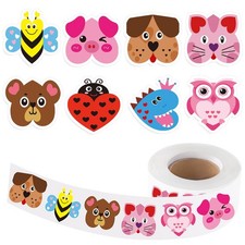 800pcs Valentines Roll Stickers Valentine's Day Heart Shaped Animal Sticker Labe