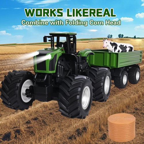 Remote Control Tractor Toy with RC Trailer -23.6 Inches 1/16 Scale RC Monster... - Picture 4 of 7