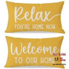 Decorative Throw Pillow Covers 12x20 Inch Set of 20" x 12" Pack of 2 Yellow