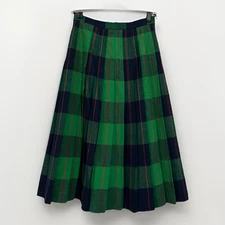 Kinloch Anderson Green & Blue Pleated Tartan Skirt Size S Scotland