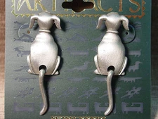 "JJ" Jonette Jewelry Silver Pewter 'WAGGING DOG TAIL' Earrings