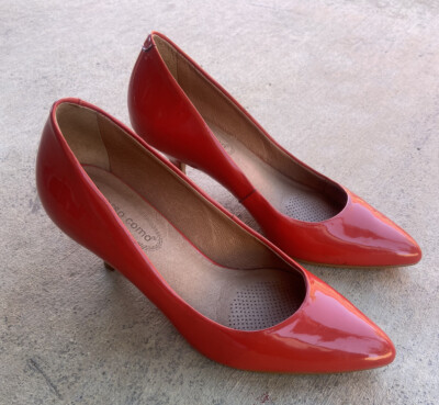 CORSO COMO Shoes Women's Red Patent Lucite Wedge Heel