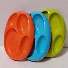 Nonskid Divided Baby Plates - Set of 3 - Boon, By Tomy, Platters, 3 Sections Ea.