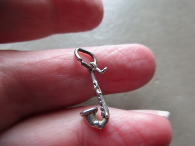 VINTAGE STERLINGSILBER SAXOPHON MUSIKINSTRUMENT BETTELANHÄNGER ARMBAND