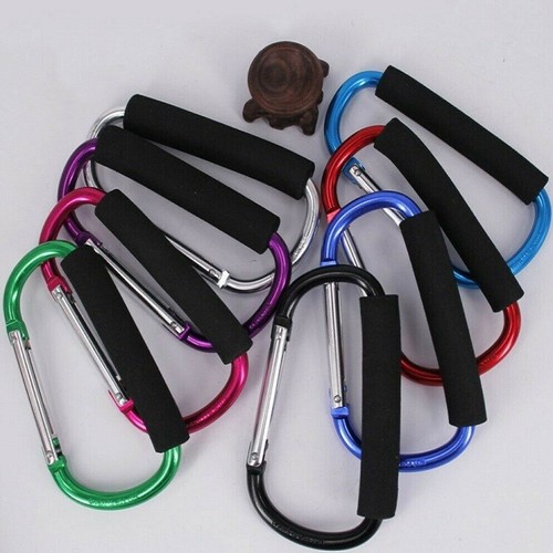 2Pcs Generic Pram Pushchair Shopping Bag Hooks Carabiner Large Buggy Mummy Clips - Photo 8/9