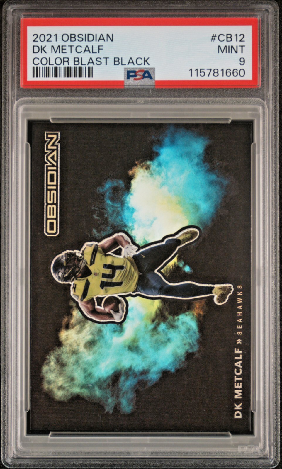 2021 PANINI OBSIDIAN COLOR BLAST BLACK #CB12 DK METCALF COLOR BLAST BLACK PSA 9