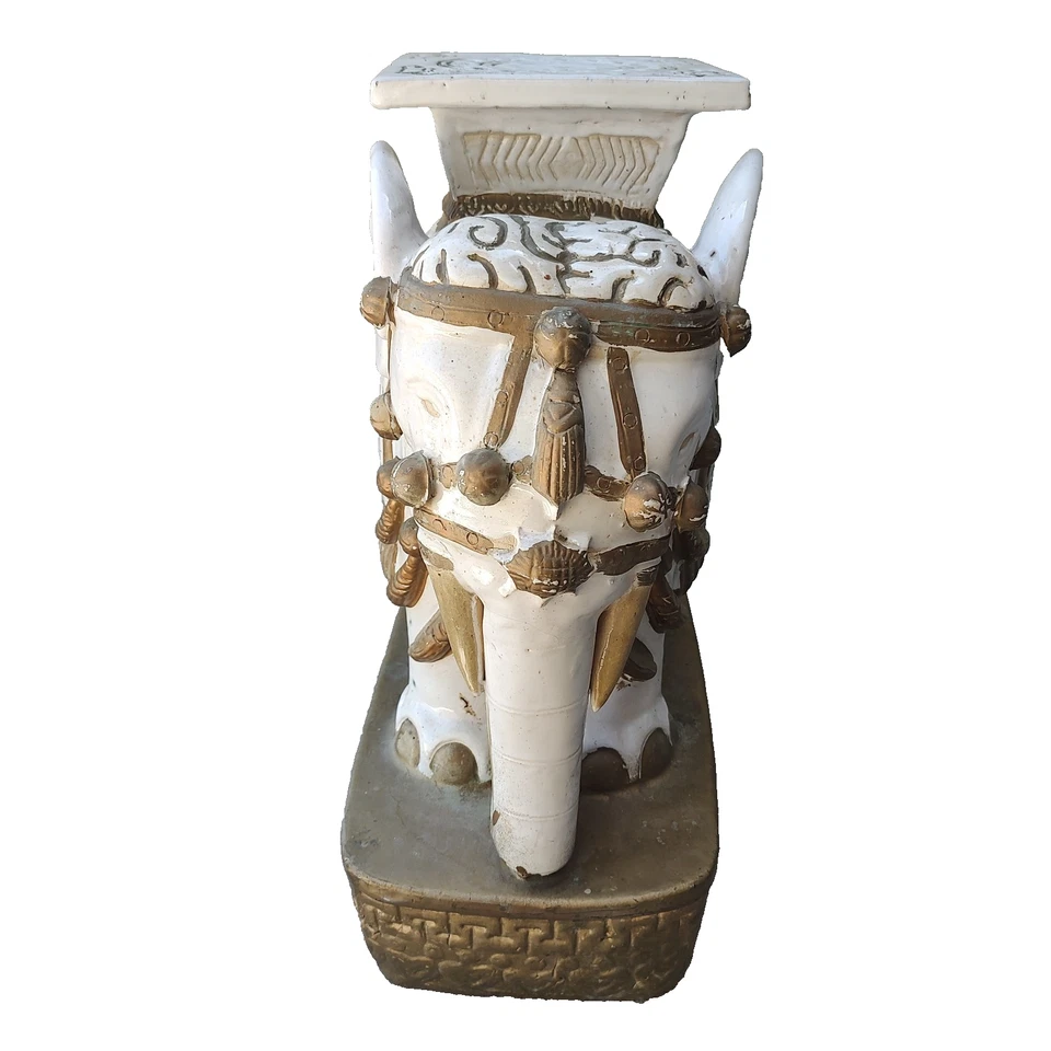 Banqueta asiática de porcelana elefante jardim suporte planta interior exterior 43 libras - Imagem 2 de 4