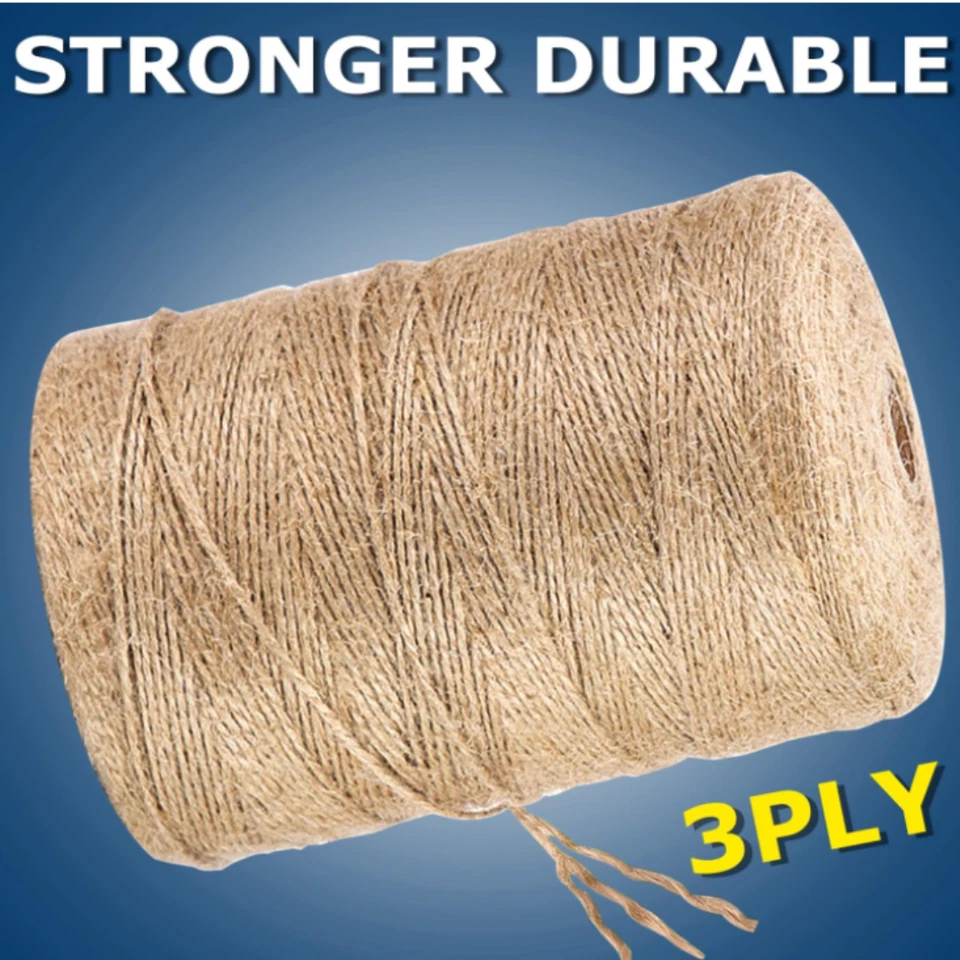 黄麻绞线麻绳 805 英尺 (246 米) 2 米 3 层天然麻绳卷 DIY — 第 3/4 张图片