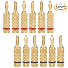 12PCS/Set 24k Gold Plated Speaker Banana Plugs-Closed Screw Type 6 Pairs DIY 