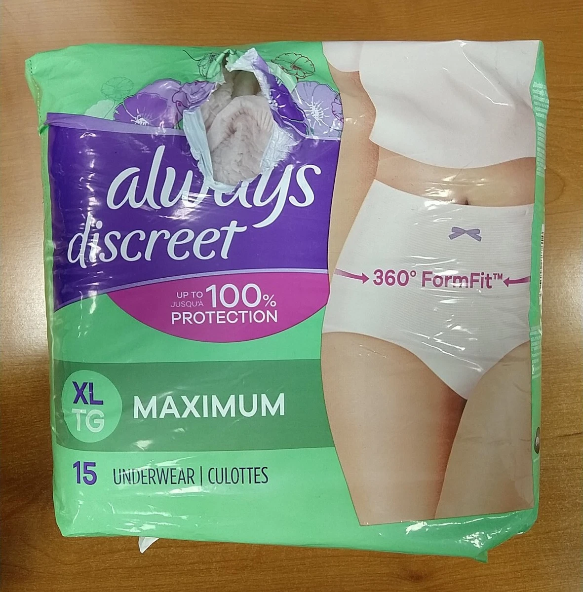 Always Discreet Underwear Size XL Max Absorbency DAMG PACK - 1C