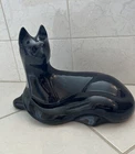 Haeger Black Cat VTG Reclining Pottery Figurine MCM Statue Glossy 6063