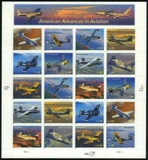 Advances in Aviation Sheet of Twenty 37 Cent Postage Stamps Scott 3916-24