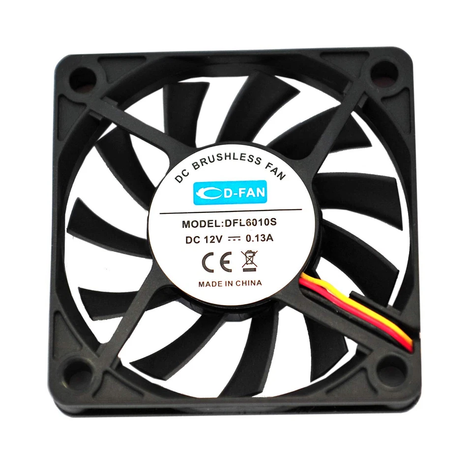 Rhombutech® Flüsterleiser Lüfter 60x60x10mm DC12V 0.13A, 3Pin Anschl. (SET 2x) - Bild 2 von 4