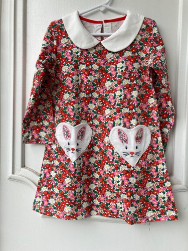 NEW Girls Dress-Floral-Heart Pockets-Cotton-Mini Boden Inspired Design Size 5