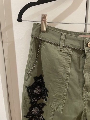 Twinset Womens Green with decals/studs pants SZ I 42 - Picture 3 of 11